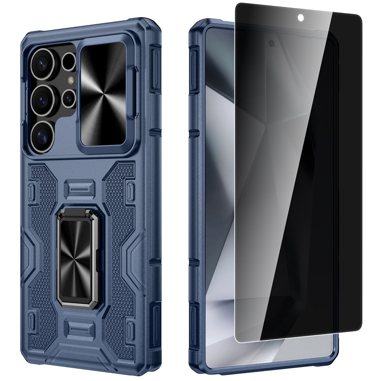 Chtoocy for Samsung Galaxy S25 Ultra Case with Slide Camera Cover & Kickstand, Compatible with Magnetic Car Mount Holder Hard Shell Heavy Duty Shockproof Phone Cover for Galaxy S25 Ultra 6.8" 2025-Blue