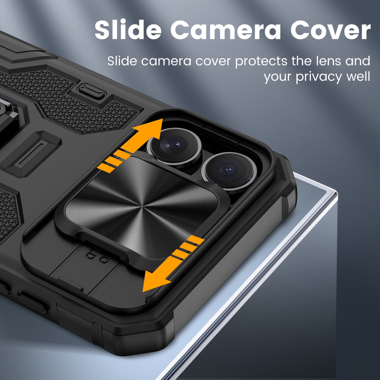 Chtoocy for iPhone 16 Pro Max Case, iPhone 16 ProMax Kickstand Case with Slide Camera Cover Built-in 360° Rotate Ring Stand Magnetic Shockproof Phone Cover Case for iPhone 16 Pro Max 6.9" 2024 - Black
