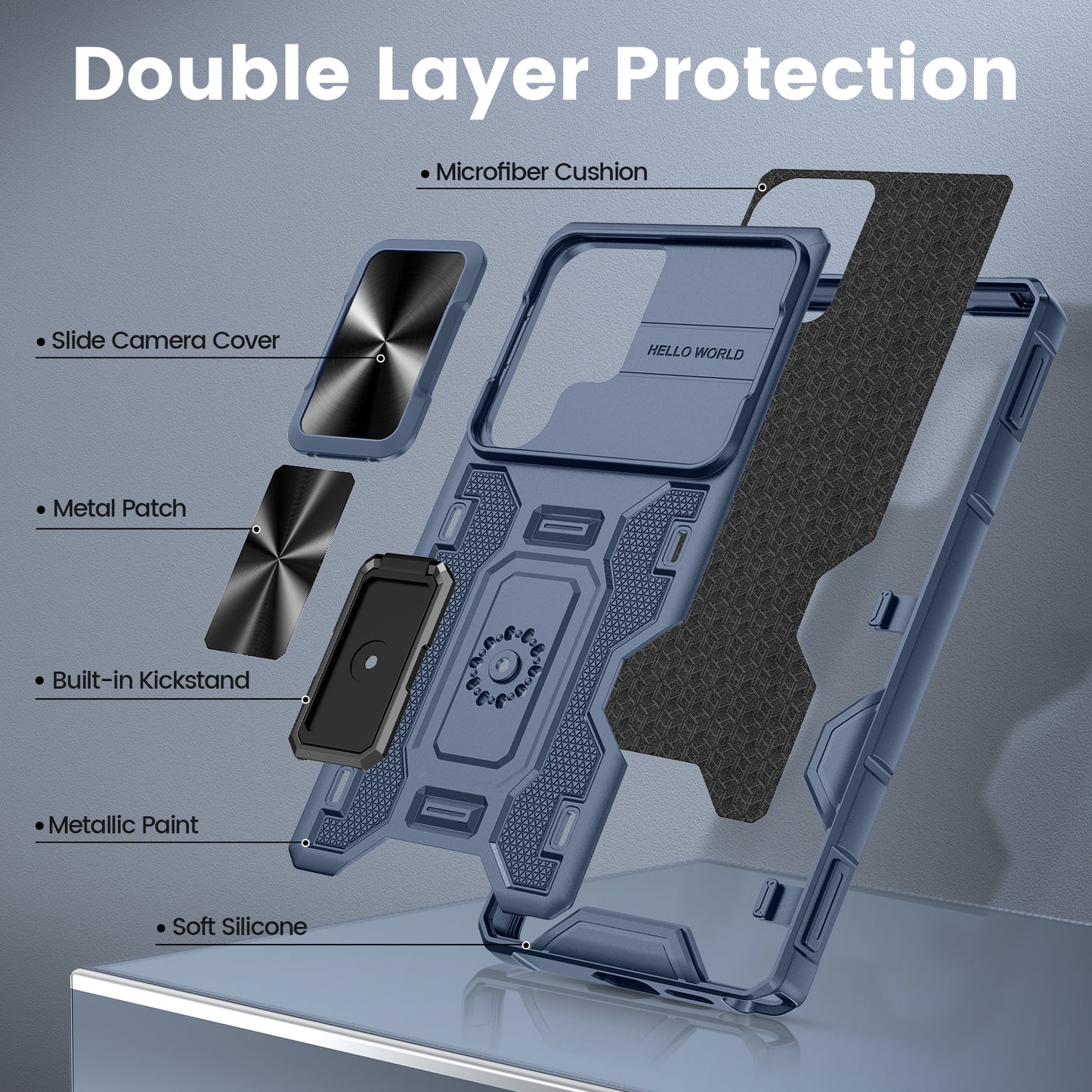 Chtoocy for Samsung Galaxy S25 Ultra Case with Slide Camera Cover & Kickstand, Compatible with Magnetic Car Mount Holder Hard Shell Heavy Duty Shockproof Phone Cover for Galaxy S25 Ultra 6.8" 2025-Blue