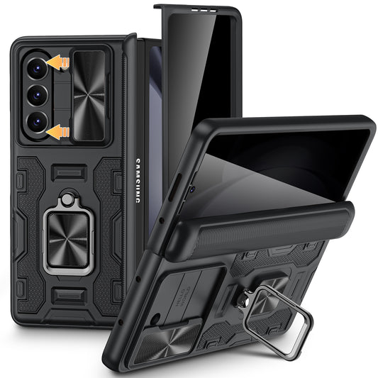 Chtoocy for Galaxy Z Fold 5 Case, with Privacy Screen Protector, Built-in Slide Camera Cover & 360° Magnetic Kickstand Drop Protection Case for Samsung Galaxy Z Fold 5 5G 2023-Black