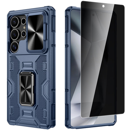 Chtoocy for Samsung Galaxy S25 Ultra Case with Slide Camera Cover & Kickstand, Compatible with Magnetic Car Mount Holder Hard Shell Heavy Duty Shockproof Phone Cover for Galaxy S25 Ultra 6.8" 2025-Blue