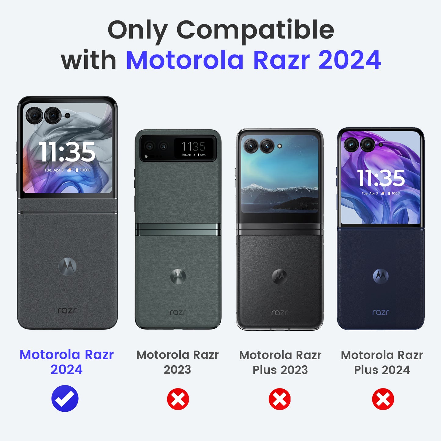 Chtoocy for Motorola Razr 2024 Case, with Built-in Screen Protector [Not Fit Razr+2024], [Hinge Protection] [Anti-Scratch & Anti-Slip] Full Body Protective Shockproof Case for Moto Razr 2024 - Cube Black